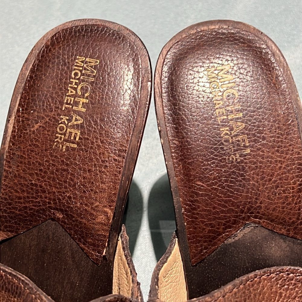 Michael Kors Wooden High Heel Clogs real leather Size 8. B56 - Picture 4 of 10